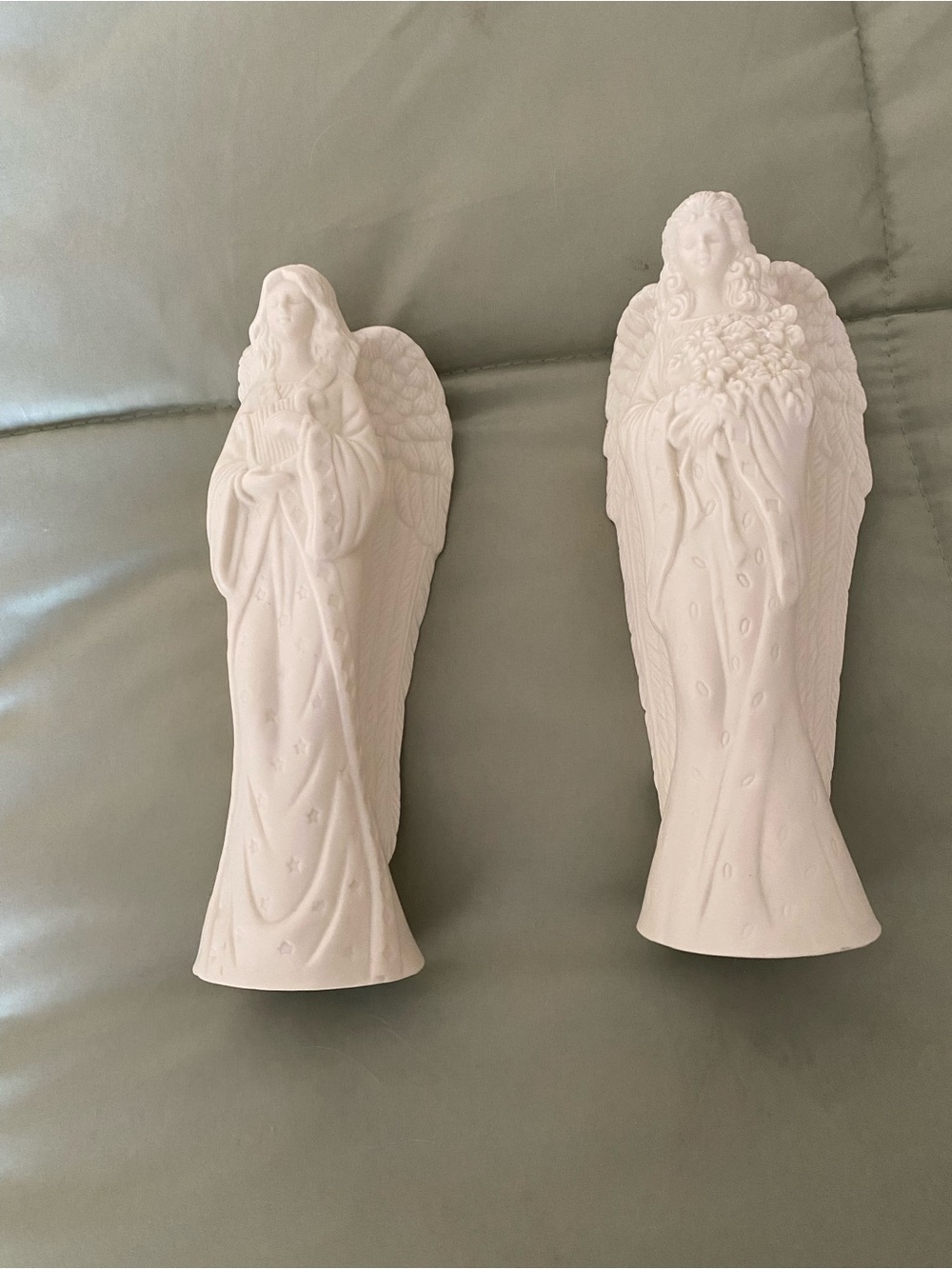 White Ceramic Angel Candleholders-Set of 2